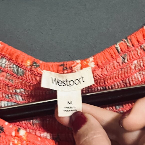 Westport Pink Floral Smocked Blouse Medium - Picture 4 of 6